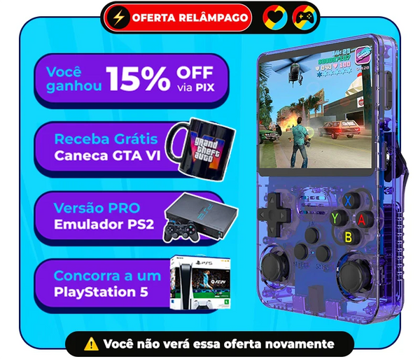 Console R36S™ - 17.500 Jogos de 20+ Consoles (180 dias de Garantia)