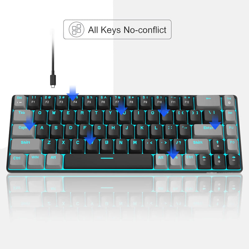 MageGee Portable 60% Mechanical Gaming Keyboard, MK-BOX LED Backlit Compact 68 Keys Mini Wired Office Keyboard