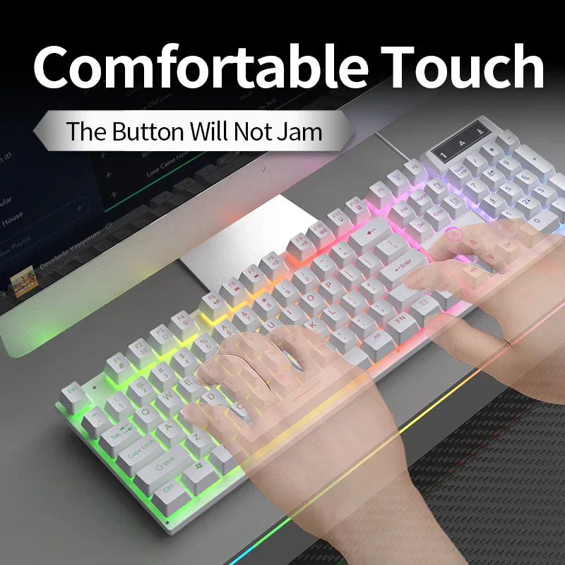 K500 Gaming Wired Mechanical Keyboard Luminous Color Blocking Ergonomic Conflict-free Buttons Pc Desktop Computer Accessories