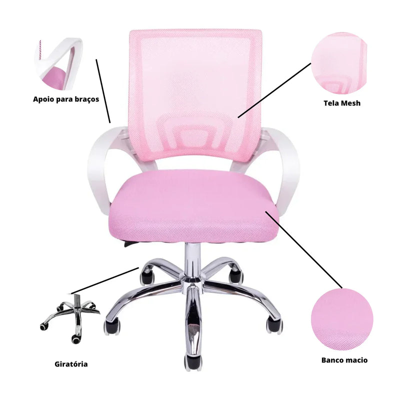 Pink Ergonomic Mesh Screen Begonia Office Chair