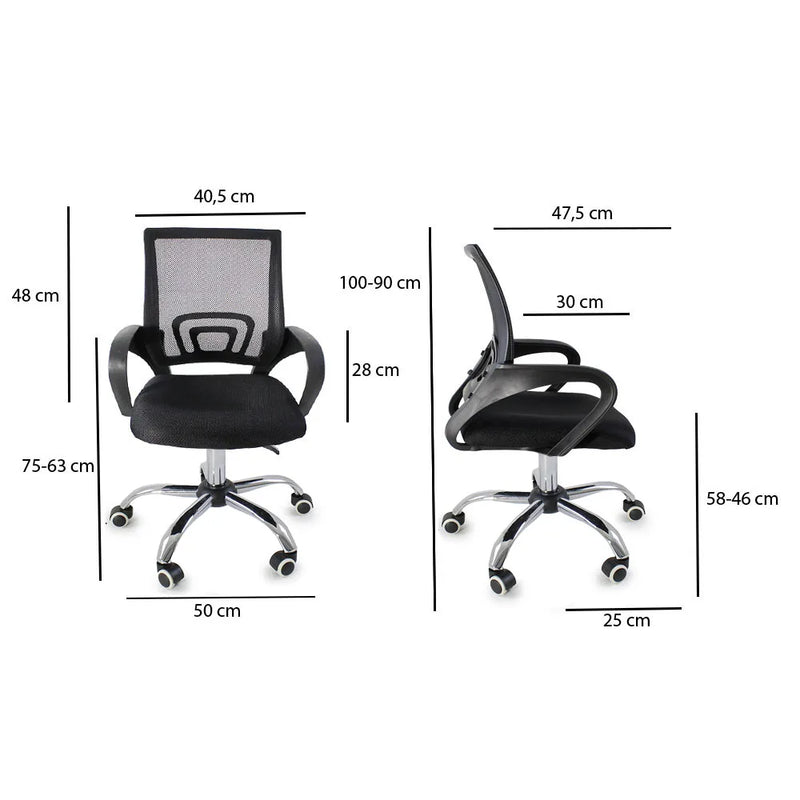 Set 4 Ergonomica Mesh Canvas Begonia Office Chairs-Black