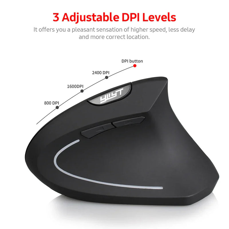 G857 2.4G Wireless Mouse Rechargeable Vertical Ergonomic Upright Game Mouse Optical Mouse 3 Adjustable DPI Levels For PC Laptop