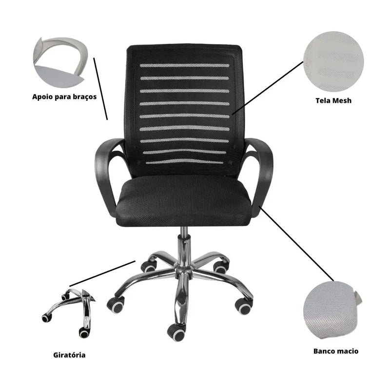 Kit 2 Office Chairs Secretariat Director Rome Ergonomic