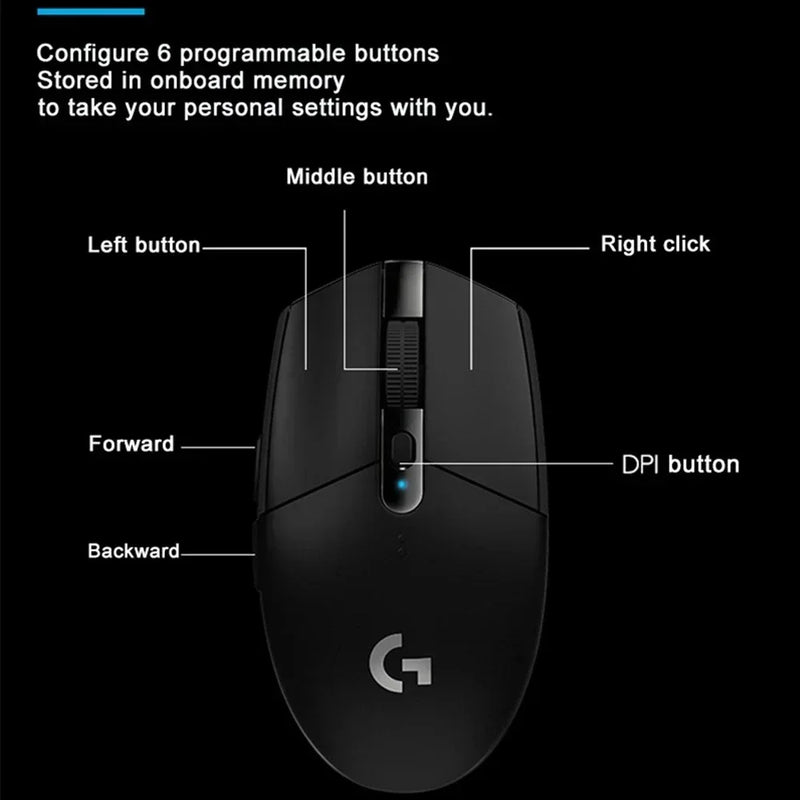 Logitech G304 Lightspeed Wireless Gaming Mouse 6 Programmable Buttons 12000DPI Battery Usb Stock RGB Wireless Mouse Original